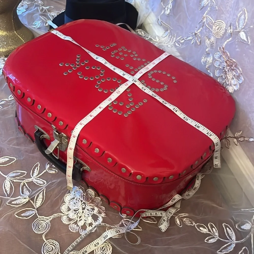 Red ‘Rock Star’ Studded Suitcase with Latch Lock